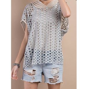 Easel Cotton Fishnet Hoodie